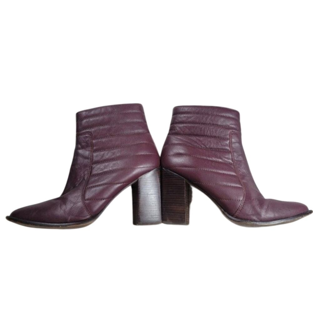 Madewell The Lindley Boot 6.5 Quilted Leather High-Heel Boots Burgundy